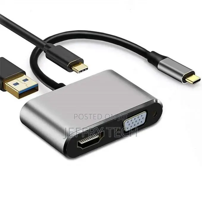 USB C to HDMI VGA Adapter 4-in-1 Type C