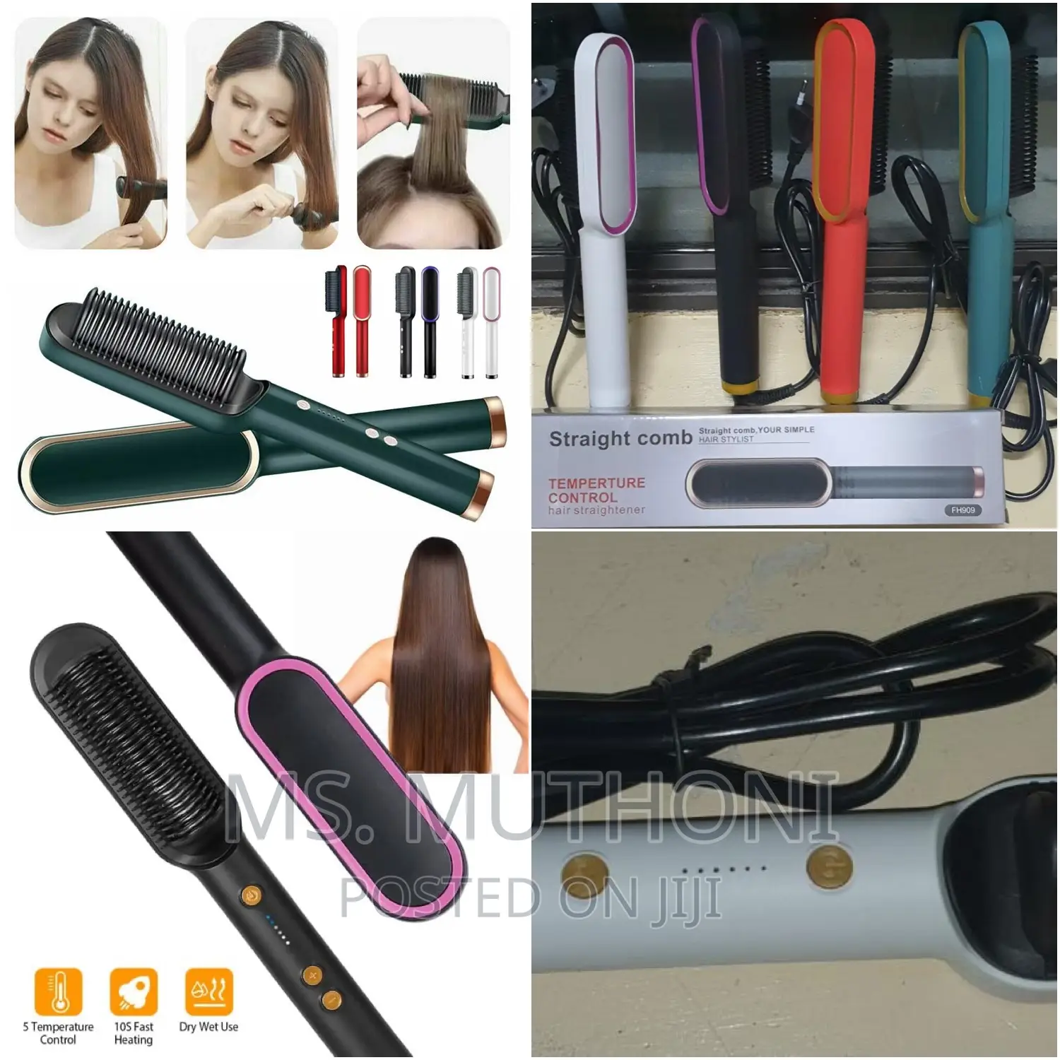 Electric Hair Straight Comb With Temperature Contro