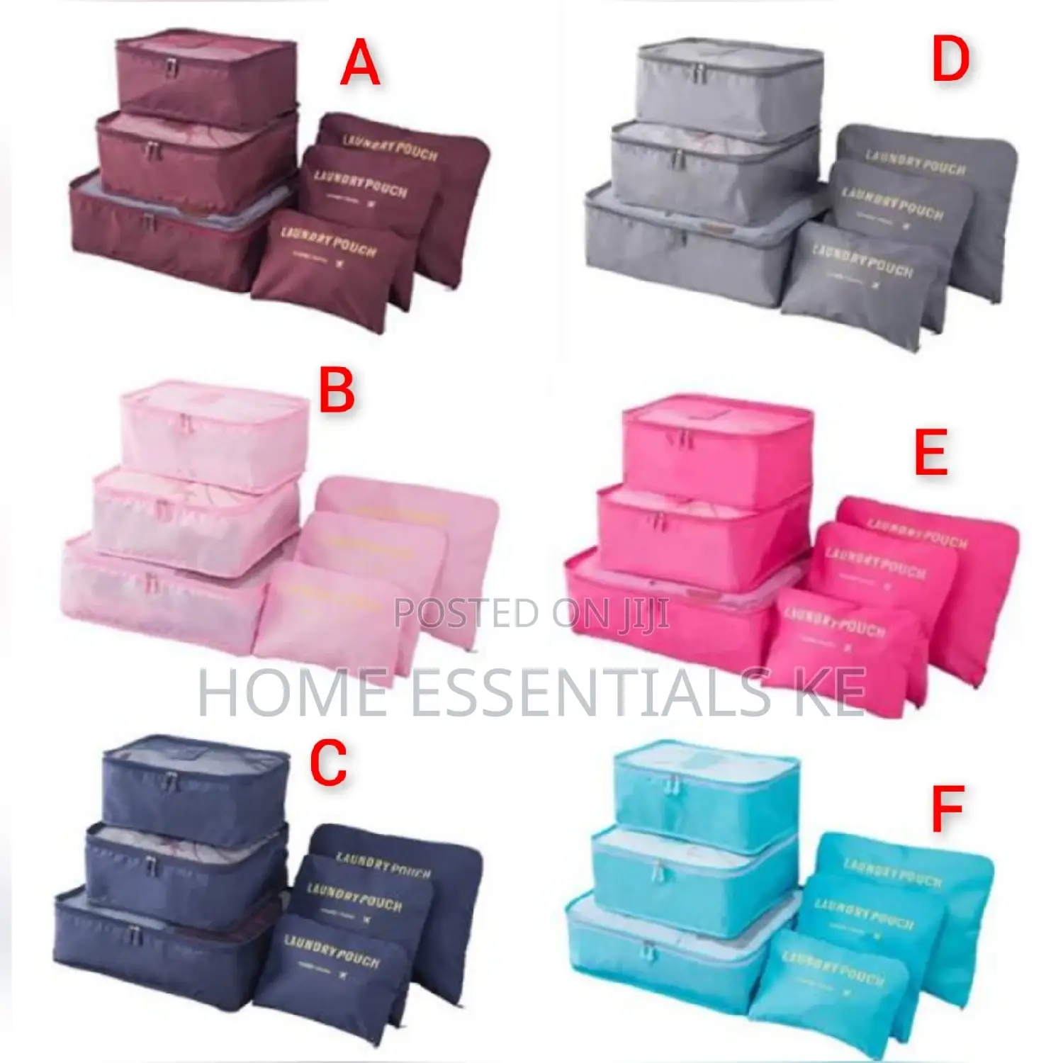 *6pc Set Travel Suitcase Organizer With Cosmetic Organizer