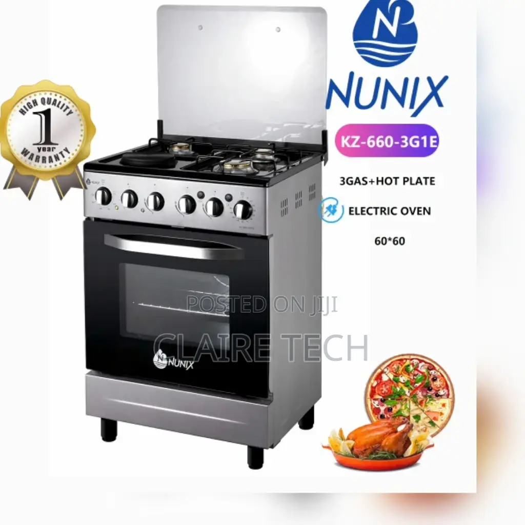 Nunix KZ-660-3G1E Standing Cooker With Electric Oven Silver)