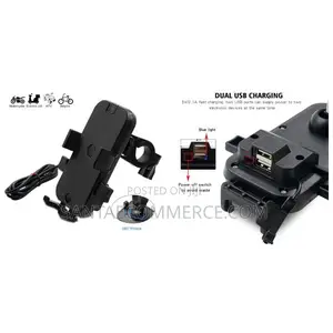 Bike Phone Mount Adjustable Phone Holder With Charger Ports