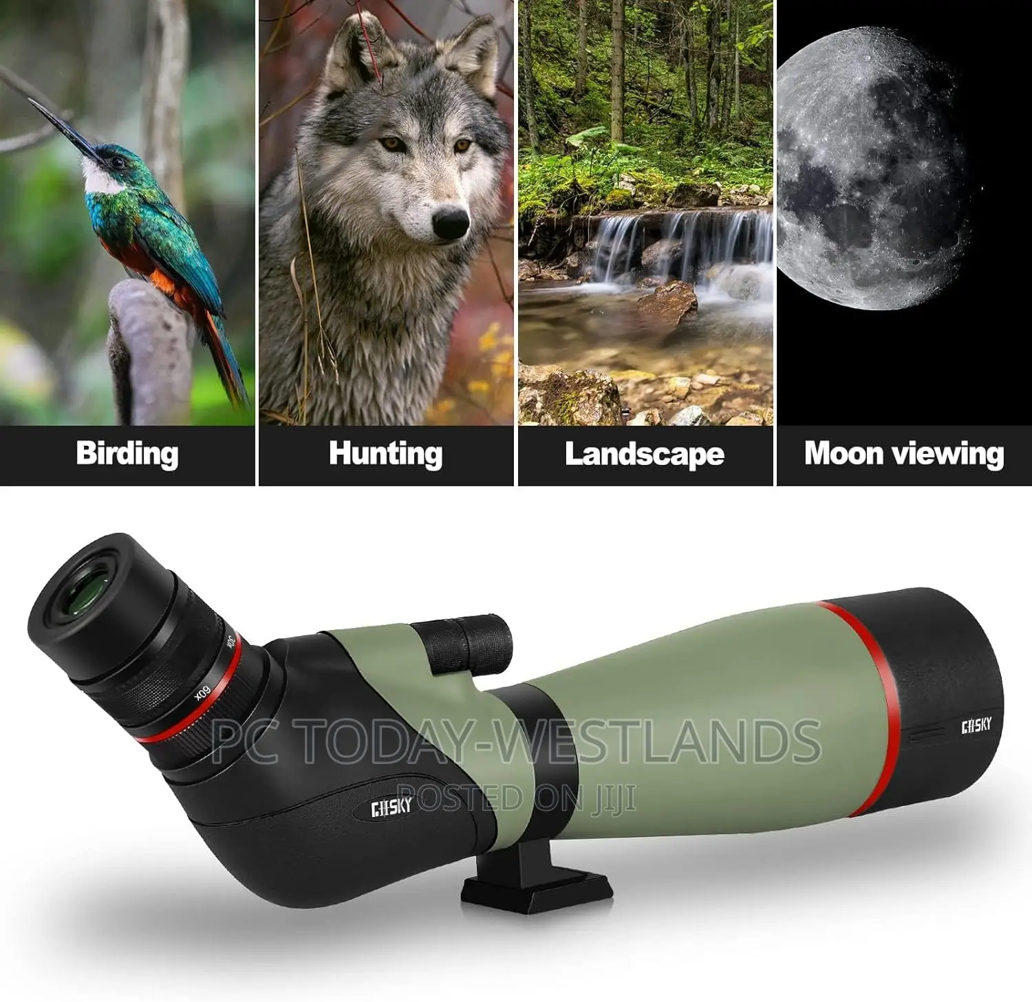 Gosky Newest 20-60x80 HD Dual Focusing Spotting Scope • BAK4