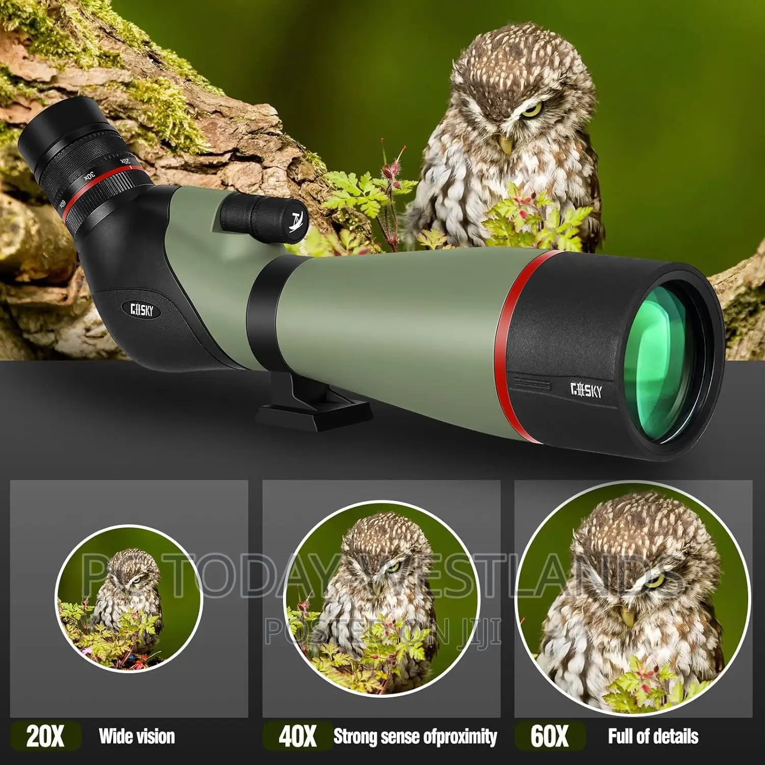 Gosky Newest 20-60x80 HD Dual Focusing Spotting Scope • BAK4