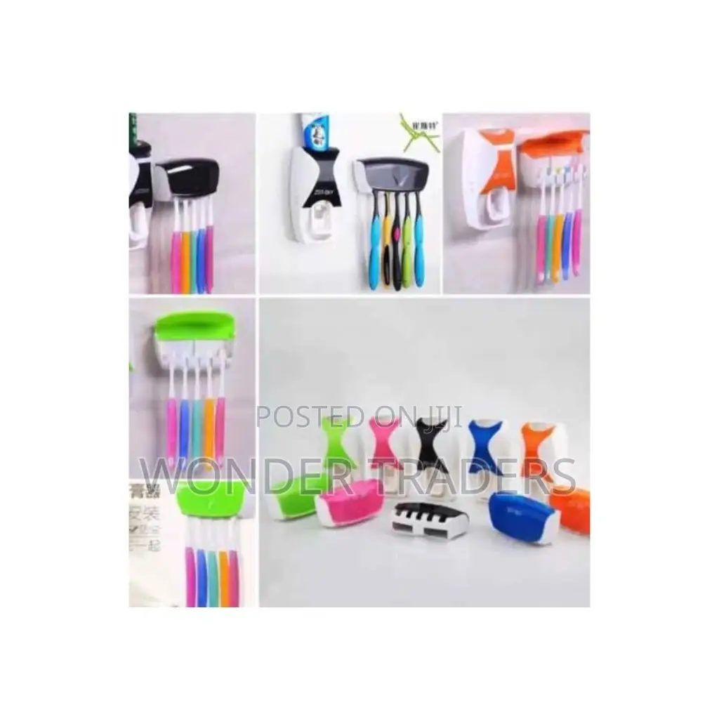 Toothpaste Dispenser+5pcs Toothbrush Holder.