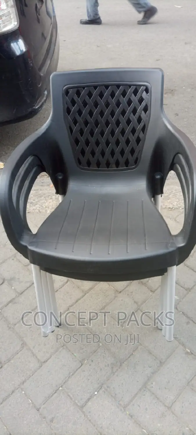 Black Chair With Metallic Legs.