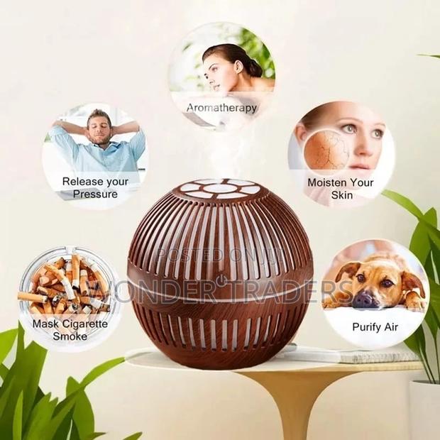 200ml Wood Grain Round Shape Air Humidifier USB - main view