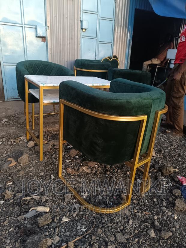 Manicure Set, Jungle Green Seats and Marble Manicure Table.