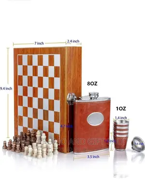 Brown Chess Flask Gift Set