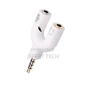 2 in 1 3.5mm Male to Female Jack Microphone Audio-White