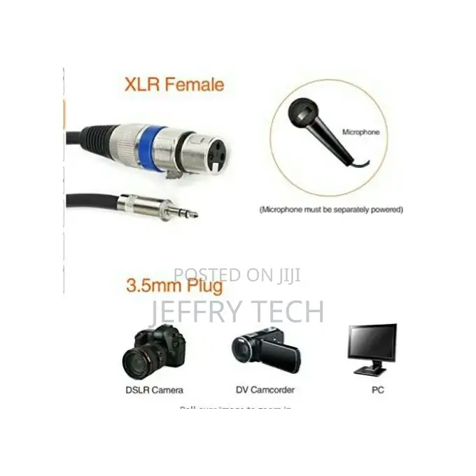 XLR to 3.5mm Microphone Cable for Camcorders, Mixers- 6feet