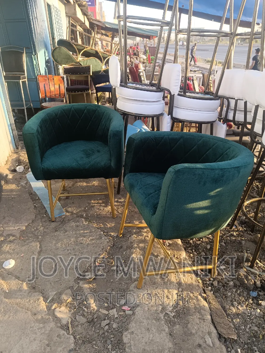 Styling Chairs or Manicure Seats, Green.