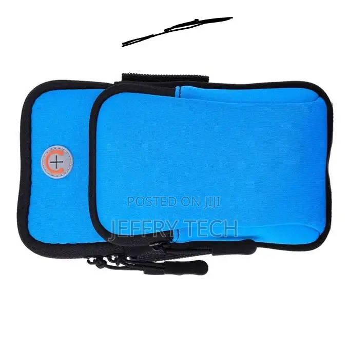 Outdoor Sports Running Arm Band Holder Zipper Phone-Blue