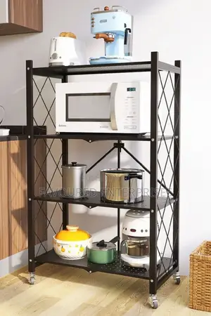 4 Tier Rotating Multifunctional Storage Rack With Wheels