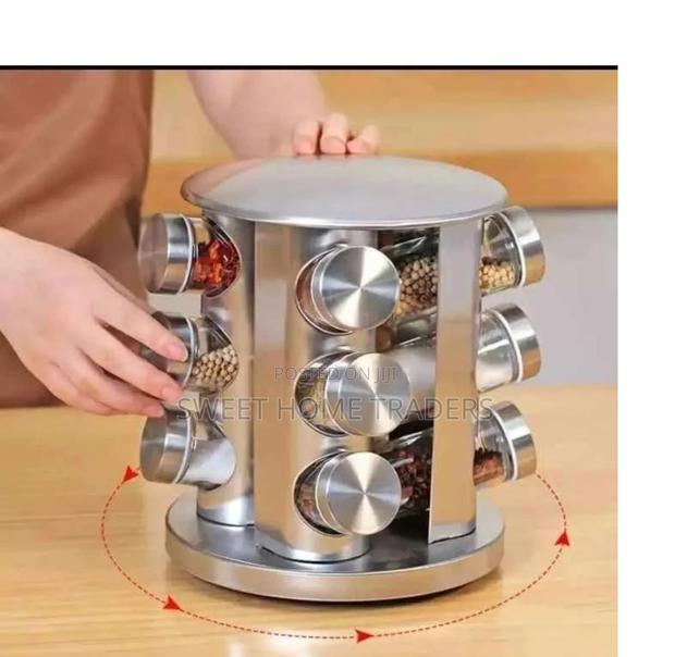 12 Bottle Classic Marble Rotating Spice Rack Centerpiece