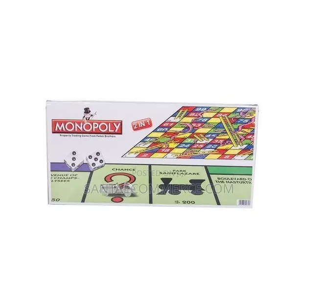 2 in 1 Monopoly and Snakes Ladders Board Game