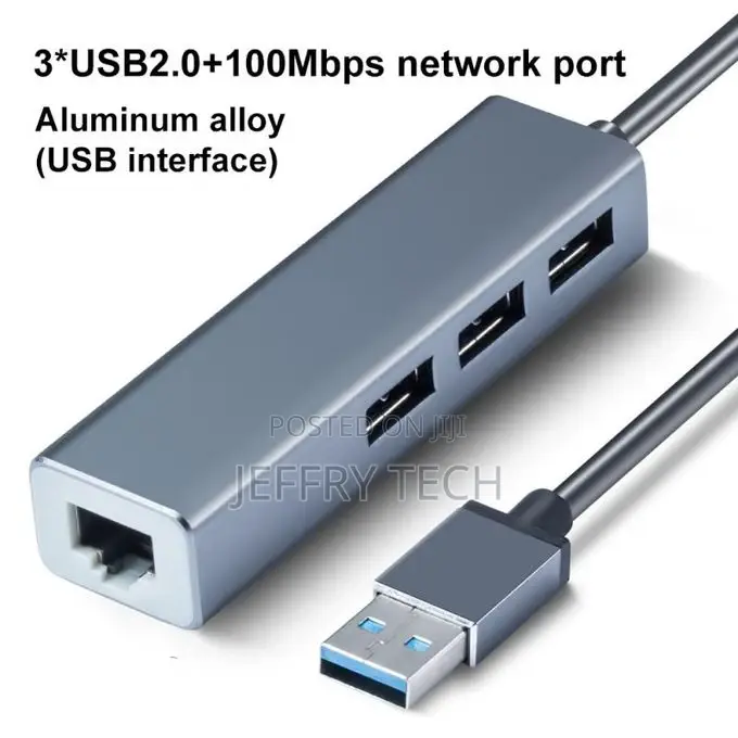USB Type C to Ethernet Adapter RJ45 Dongle 3 USB Ports 3.0