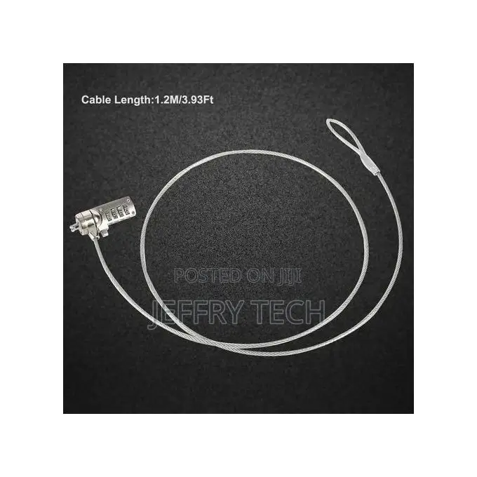 Combination Cable Lock for Laptop 4ft Made of Galvanized Wir