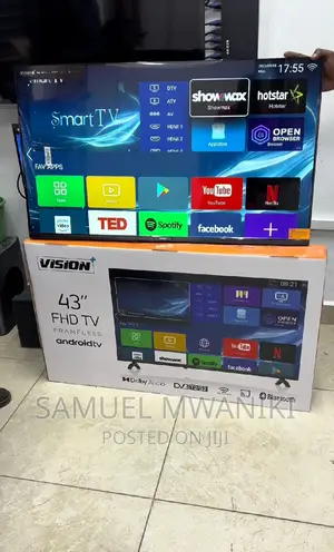 Vision Plus 43′′ Smart Android FHD 1080 Tv Free Wall Bracket