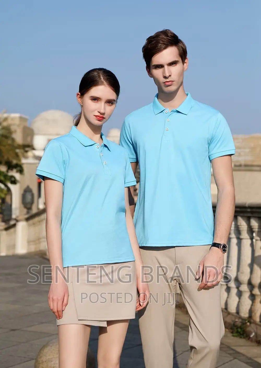 Sky Blue Polo T-Shirts for Adults