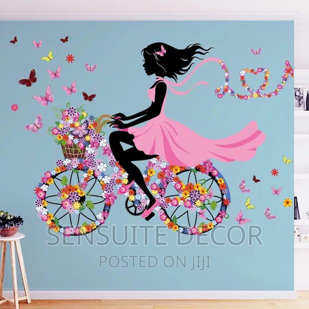 Fairy Girl With Bicycle Wall Decal Nursery Room Wall Decor