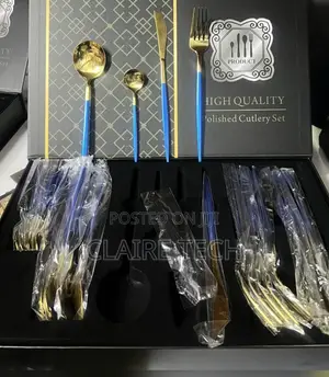 Royal Blue 24 Pieces High Polished Cutlery Set