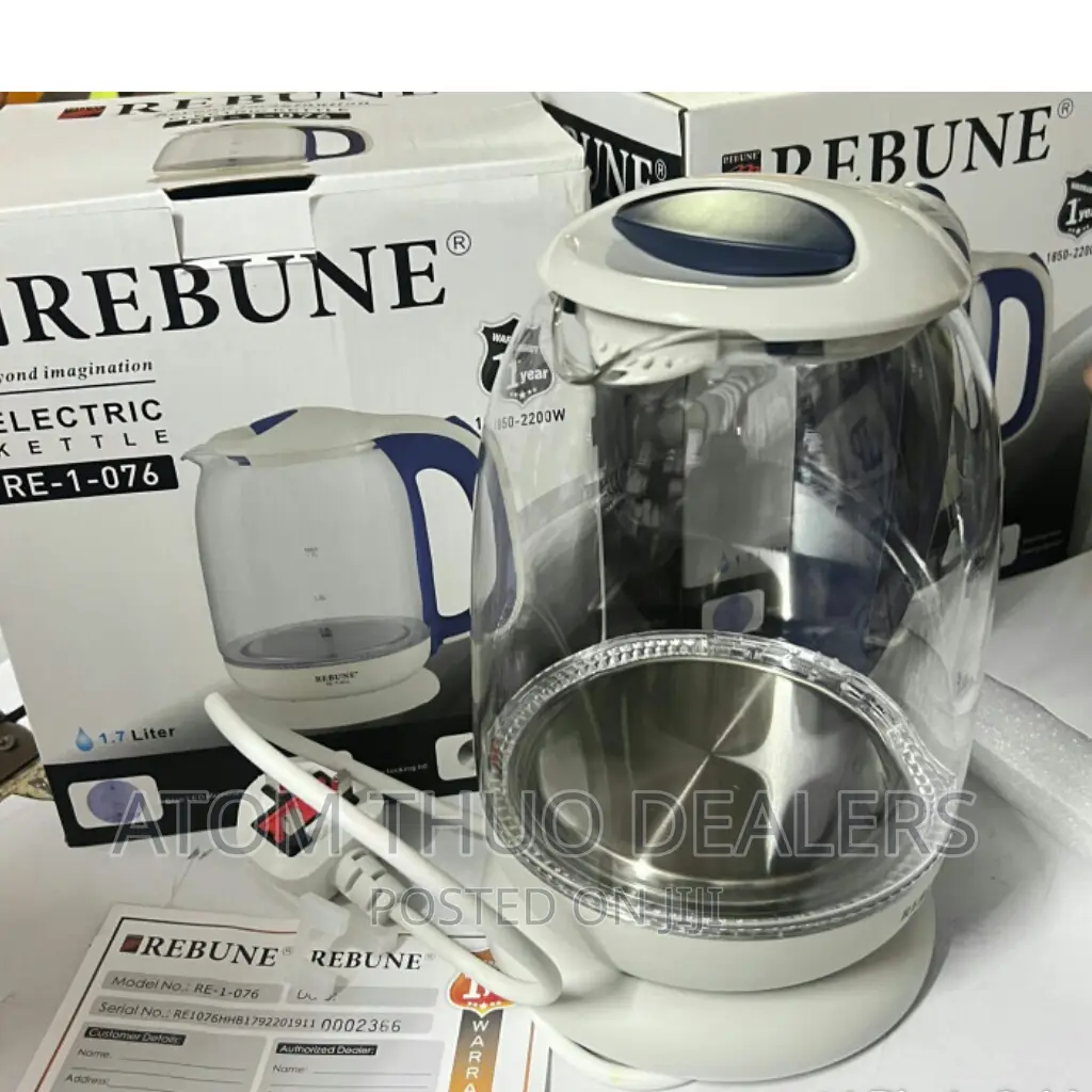 Transparent Glass Rebune 1.7 Litres Water Kettle