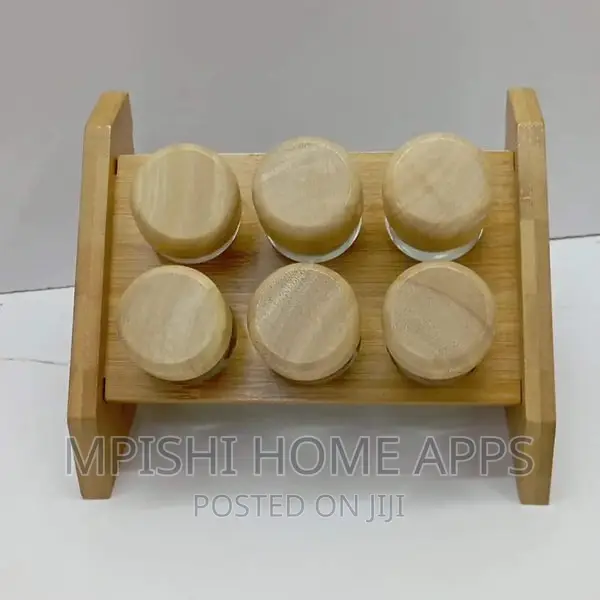 Bamboo Spice Rack
,PLUS 6pcs Spice Jars With Bamboo Lids