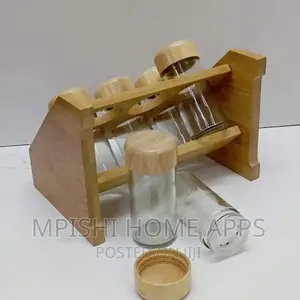 Bamboo Spice Rack
,PLUS 6pcs Spice Jars With Bamboo Lids