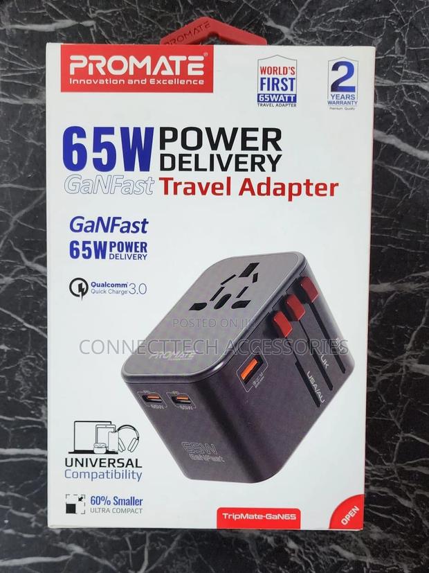 Promate 65W Power Delivery Travel Adapter - main view