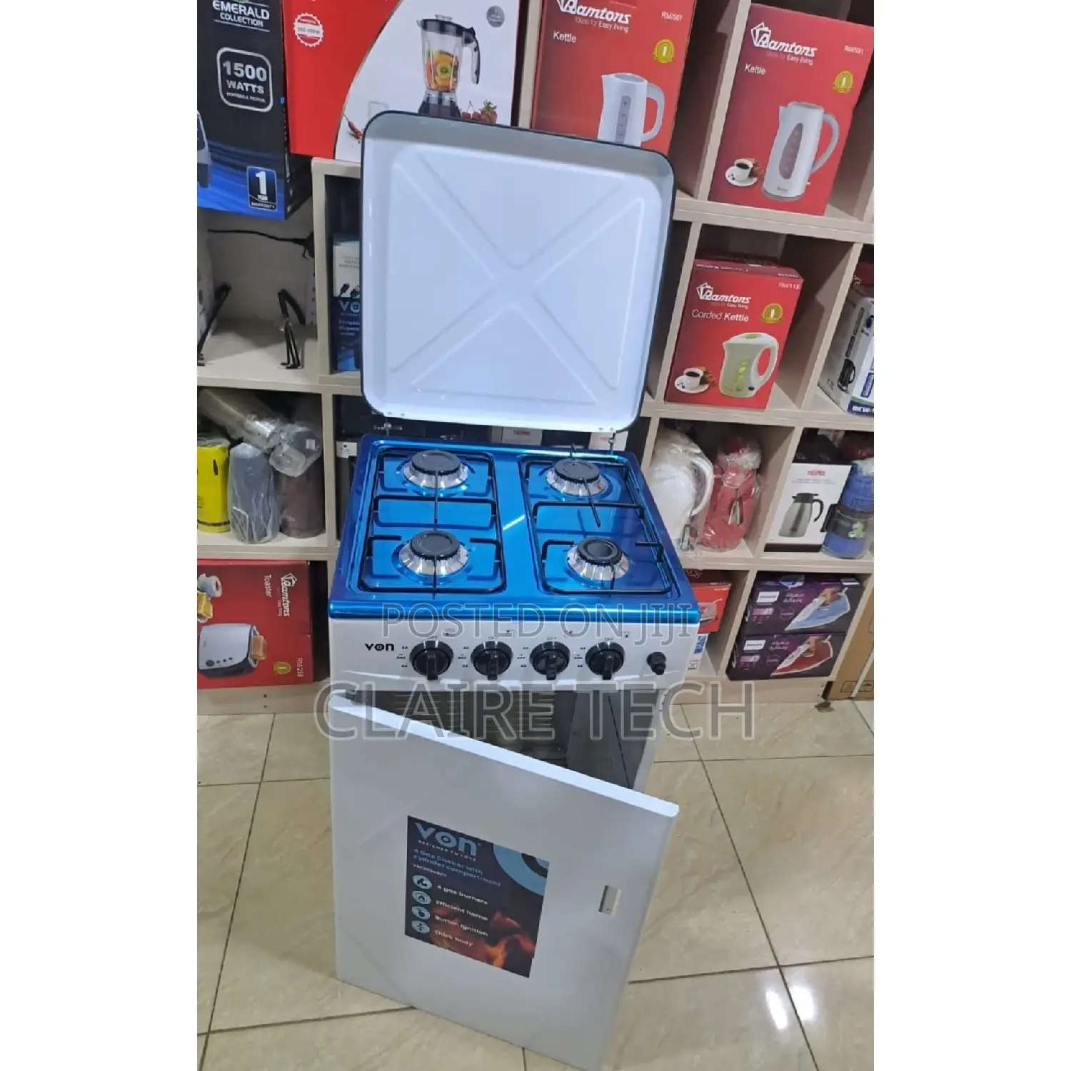 Von 4 Gas Table Top Cooker With Cylinder Compartment