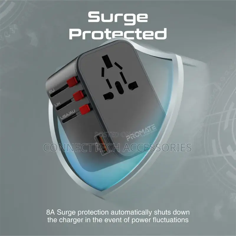 Promate 65W Power Delivery Travel Adapter