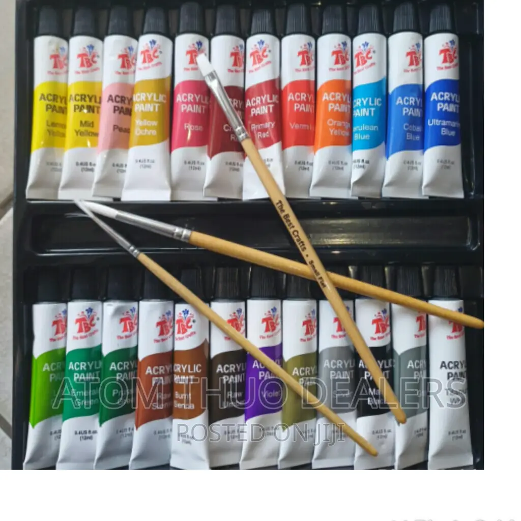 Kids Acrylic Paint 24 PCS With 3 Brushes in Nairobi Central Toys