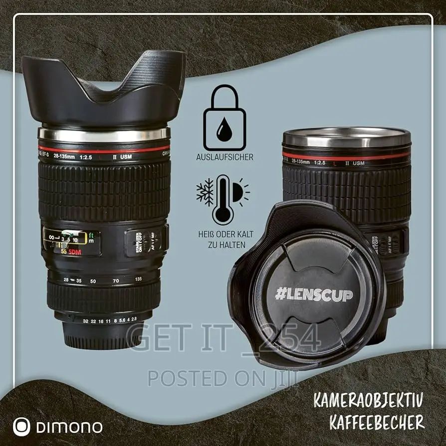 *400ml Camera Lens Thermocup Available in 2 Colours
