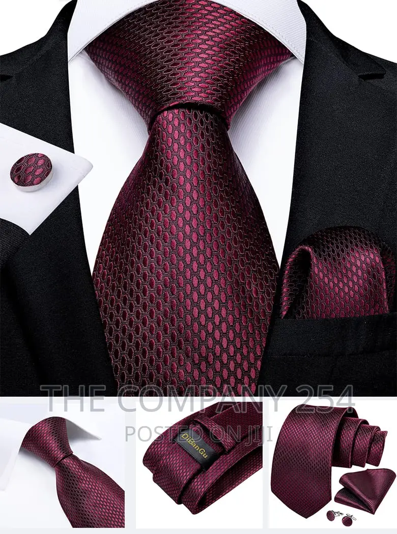 Fashion Red Heart Print Men's Silk Ties Striped Dot Business