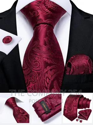 Fashion Red Heart Print Men's Silk Ties Striped Dot Business