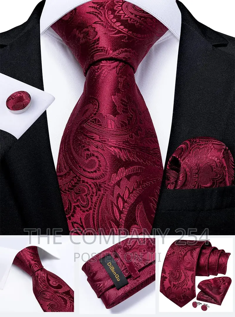 Fashion Red Heart Print Men's Silk Ties Striped Dot Business