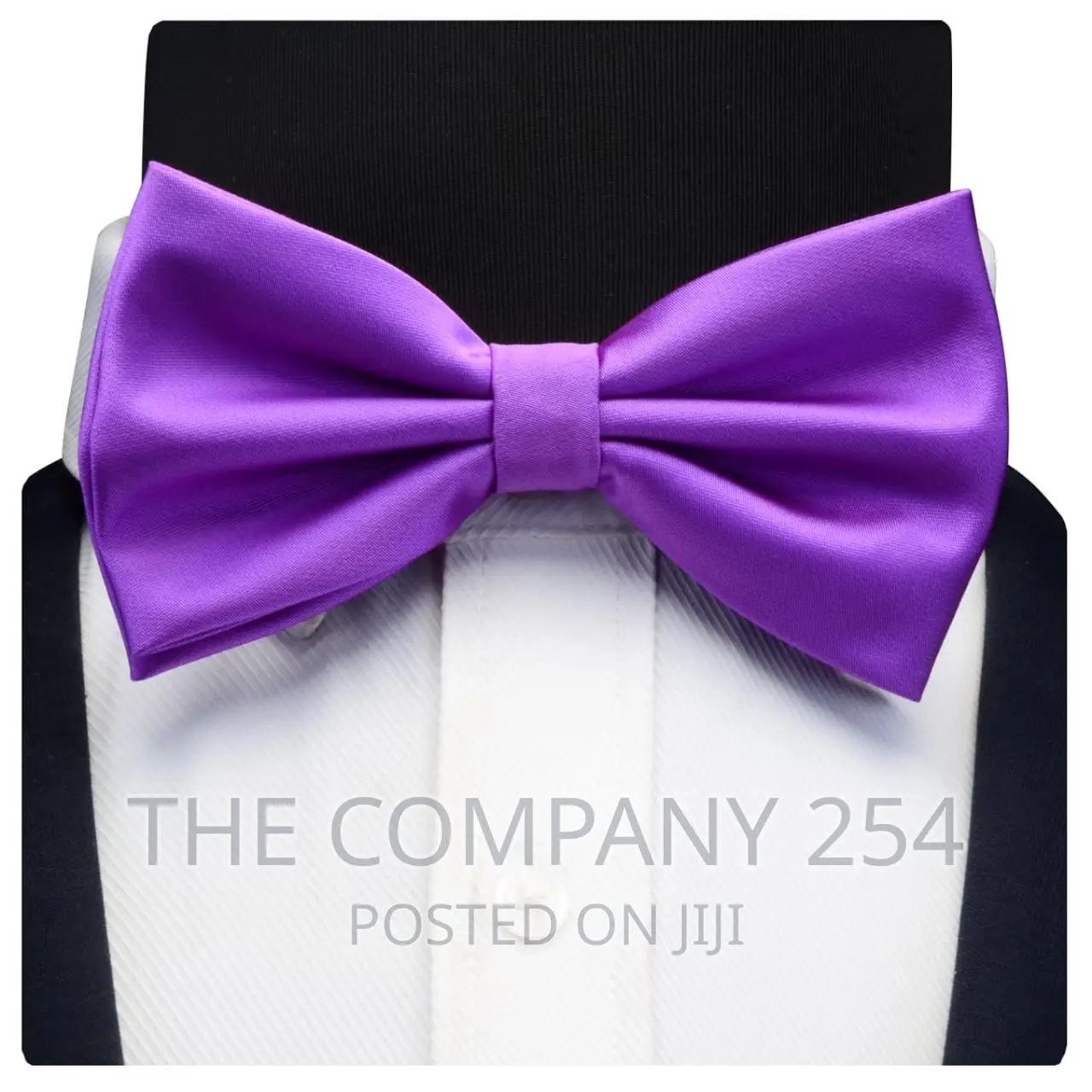 GUSLESON Silk Solid Pre-Tied Bow Tie for Men Purple Black .