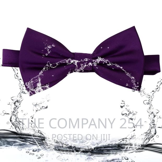 GUSLESON Silk Solid Pre-Tied Bow Tie for Men Purple Black . - thumbnail 7