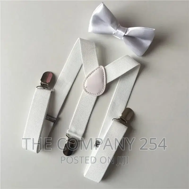 Kids Elastic Suspenders Bow Tie Set Matching .