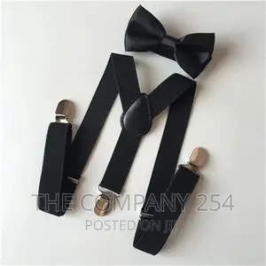 Kids Elastic Suspenders Bow Tie Set Matching .