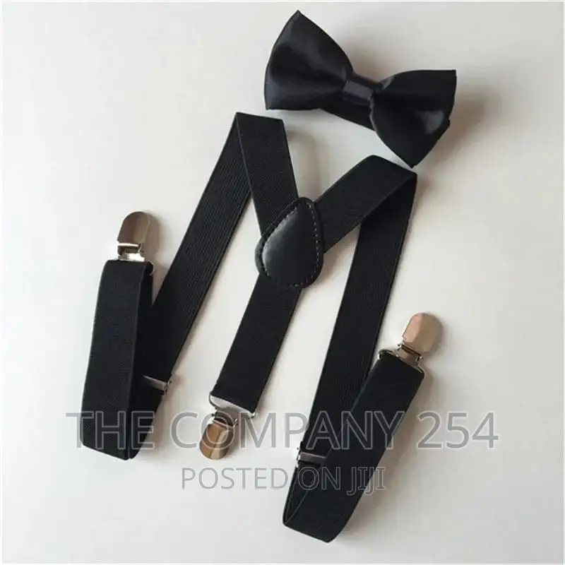 Kids Elastic Suspenders Bow Tie Set Matching .