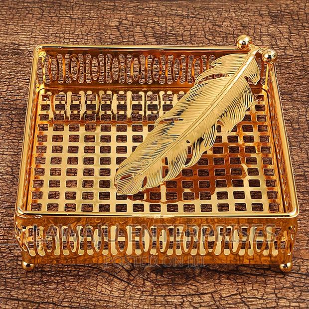 Square Gold Napkin Leaf Grip Holder - main view