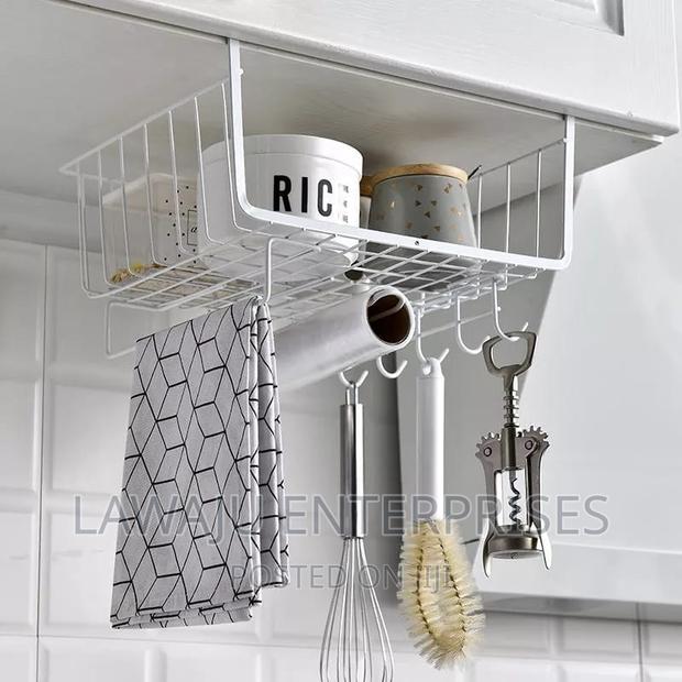 White Metallic 3 in 1 Under Shelf Organizer - main view