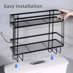 Black 2 Layer Stainless Steel Bathroom Organizer