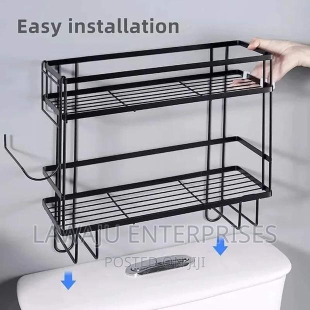 Black 2 Layer Stainless Steel Bathroom Organizer