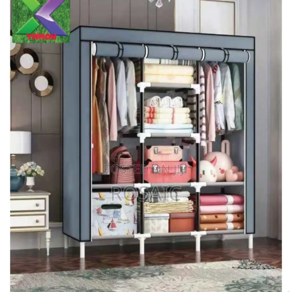 3 Columns Portable Wooden Wardrobe