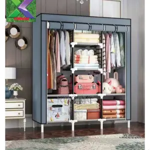 3 Columns Portable Wooden Wardrobe