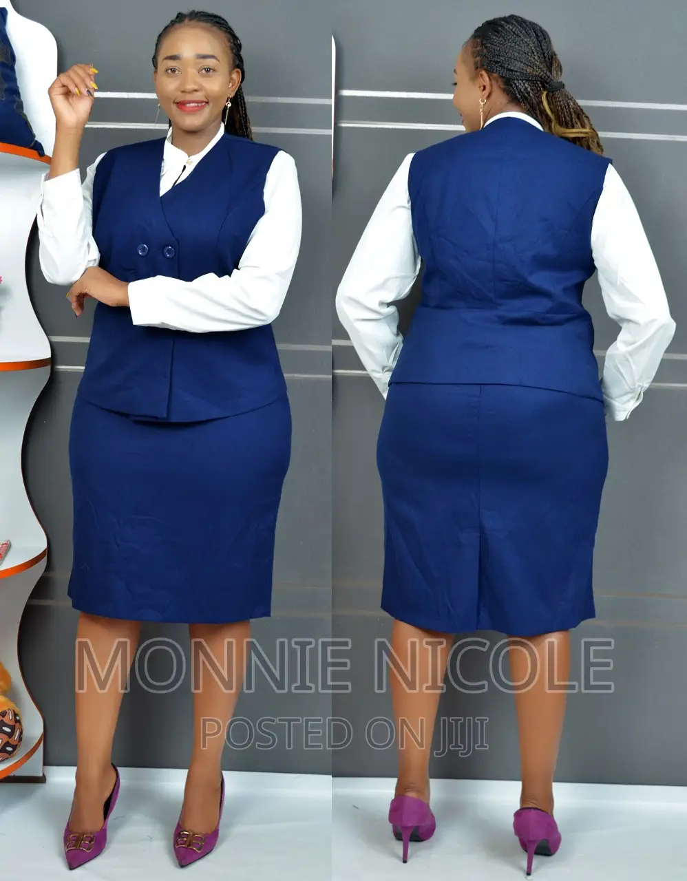 Official Ladies Suit. Navy Blue/Green
