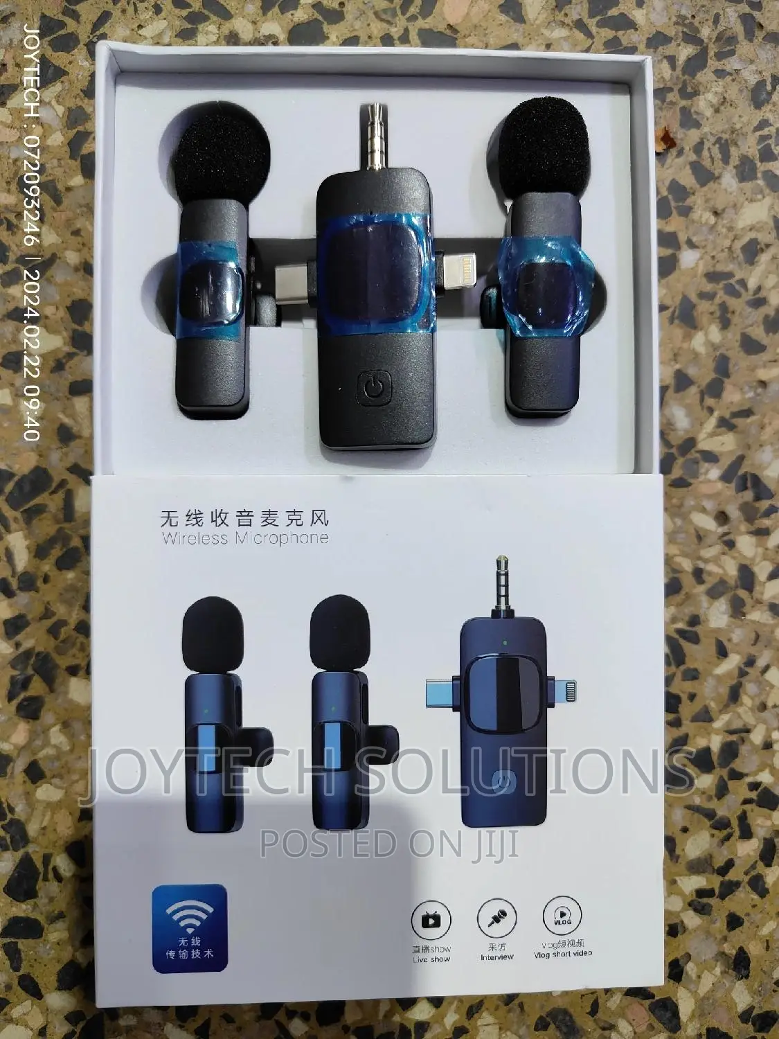 3-in-1 Wireless Lavalier Microphone. iPhone Type C and Aux