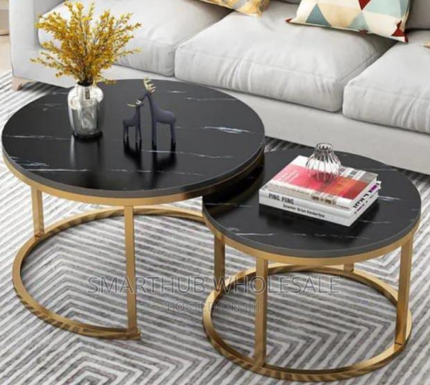 Black Nesting Coffee Table Marble Effect* - main view